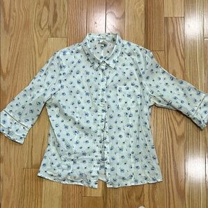 Vintage Maxou Floral Button-Up Blouse.